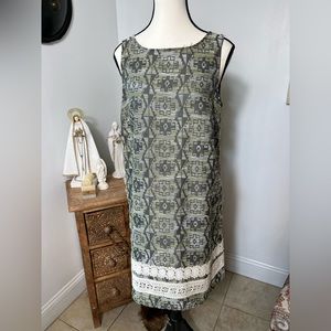 KENSIE JACQUARD AZTEC PRINT MINI DRESS SLEEVELESS SIZE M COLOR MOOS NWOT